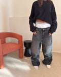 WASHED BLACK DENIM - STRAIGHT FIT